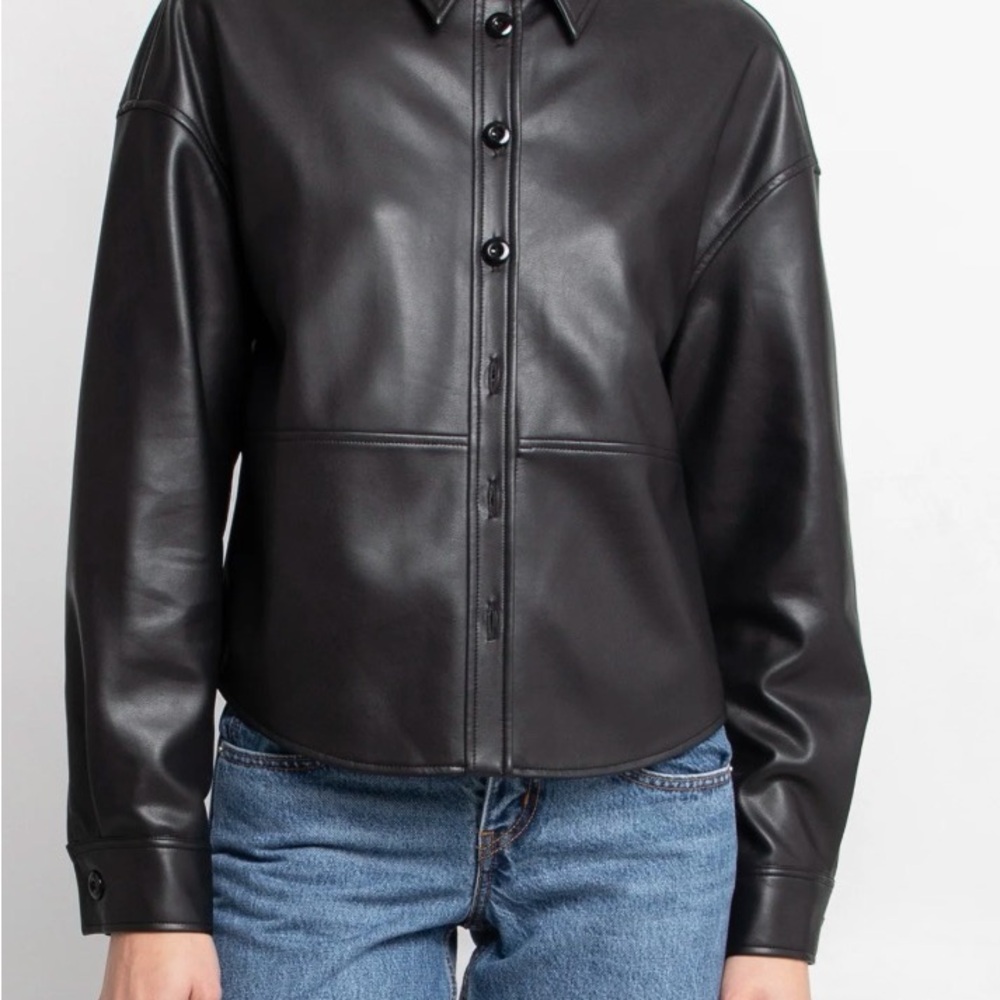 Vegan Leather Shirt in Sand (NWT) - Picture 2 of 7